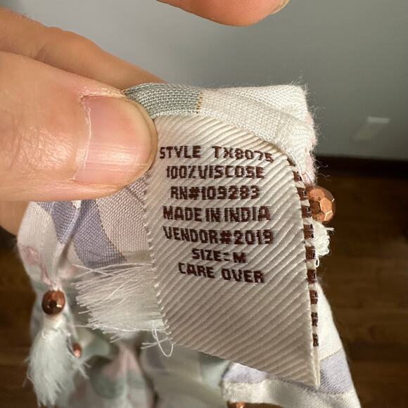 Surf Gypsy White Pastel Striped Swim Cover Up with Tassels - Picture 9 of 10